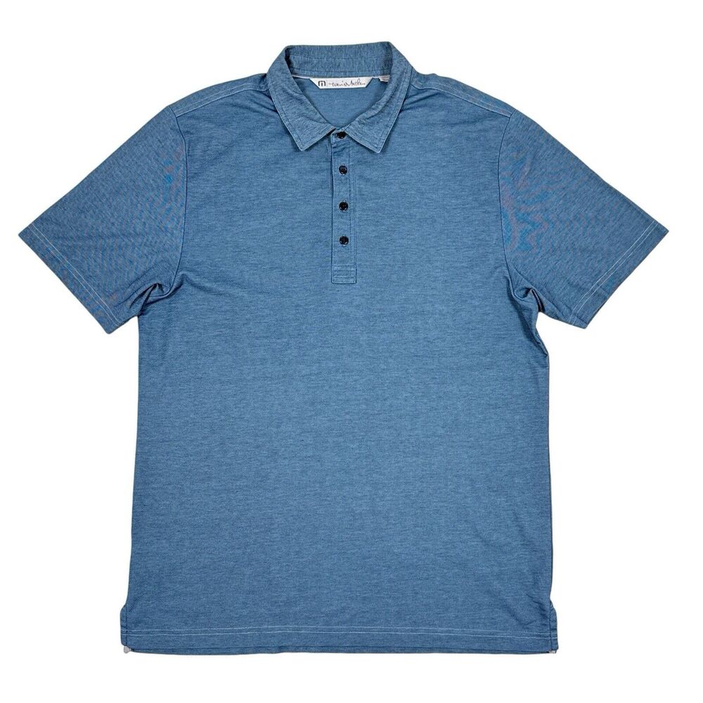 Travis Mathew Polo Shirt Mens Size Large Blue Golf Lifestyle Short Sleeve Collar